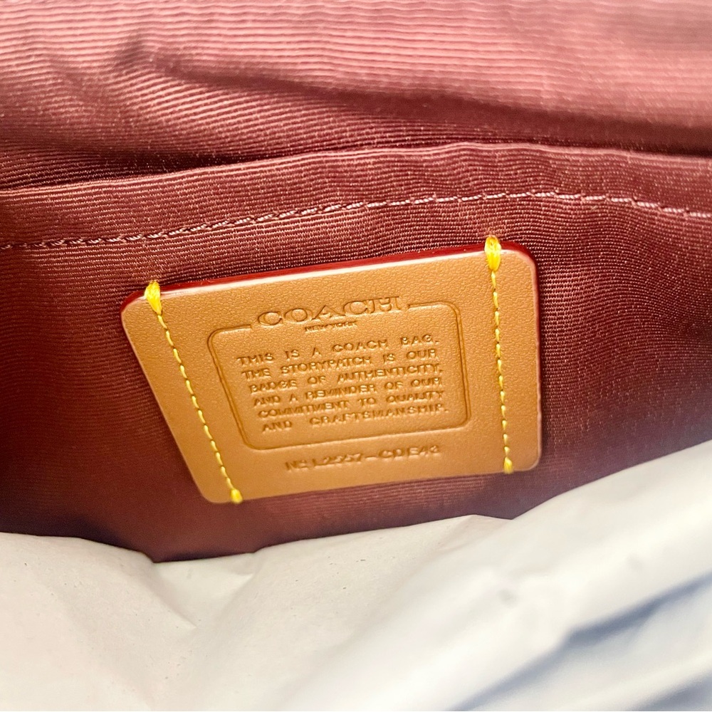 Coach Teri Shoulder Crossbody Bag In Signature Denim CDE43 Denim Silver/True Red - Picture 9 of 11
